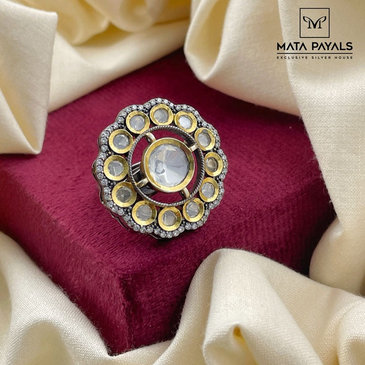 Semi Traditional Trendy Silver Finger Ring