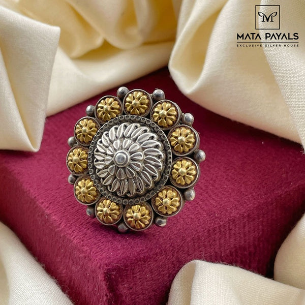 Dual Tone Silver Finger Ring