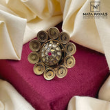 Kundan Rajwadi Gold Plated Ring