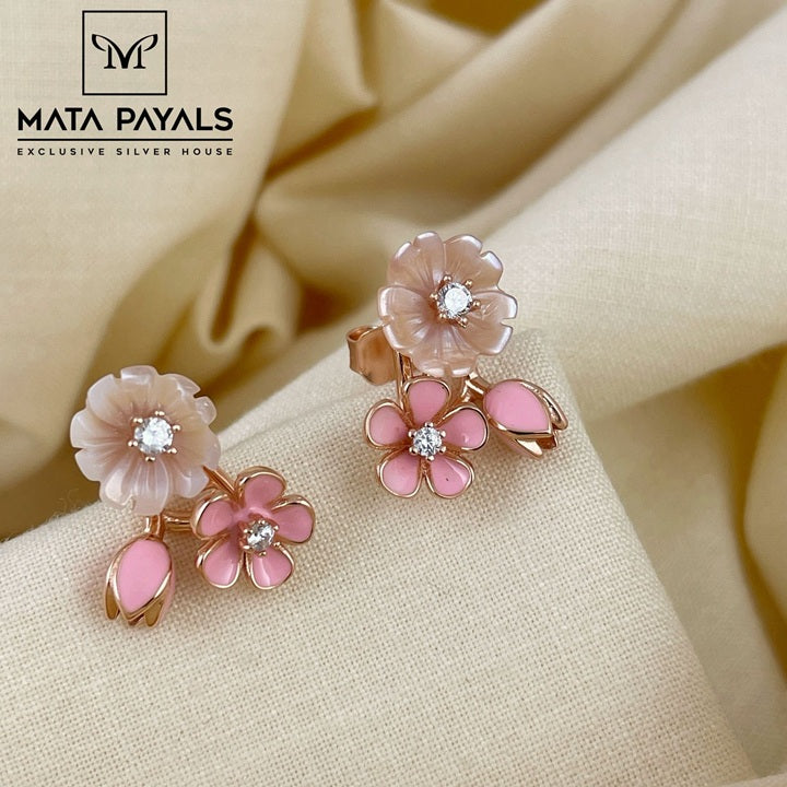 Blooming Floral Rose Gold Stud