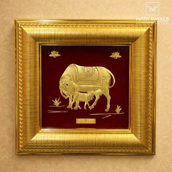 Cow Calf Gold Frame