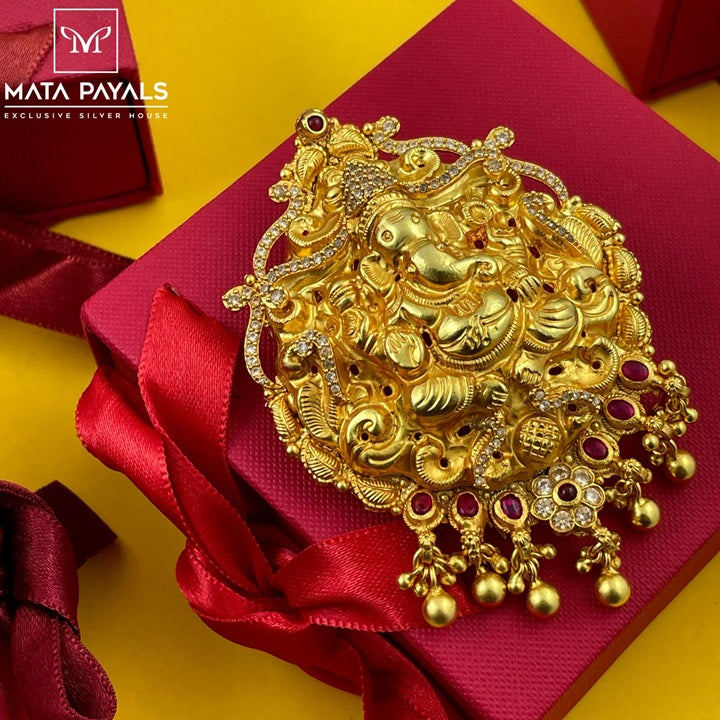 Gold Plated Ganesha Jade Bille