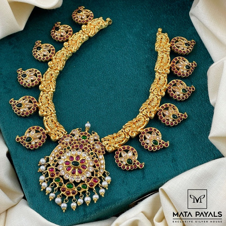 Impeccable Mayur Floral Gold Plated Necklace