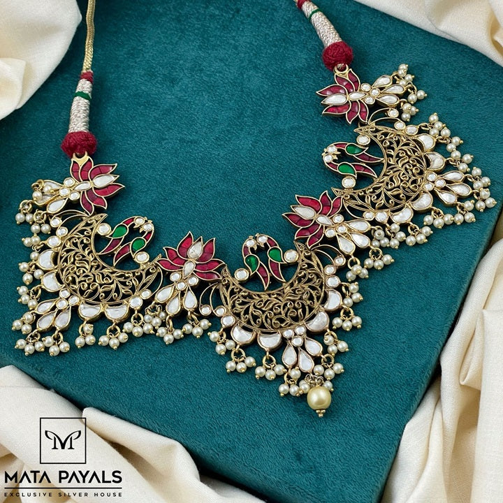 Lotus Peacock Sensational Kundan Necklace
