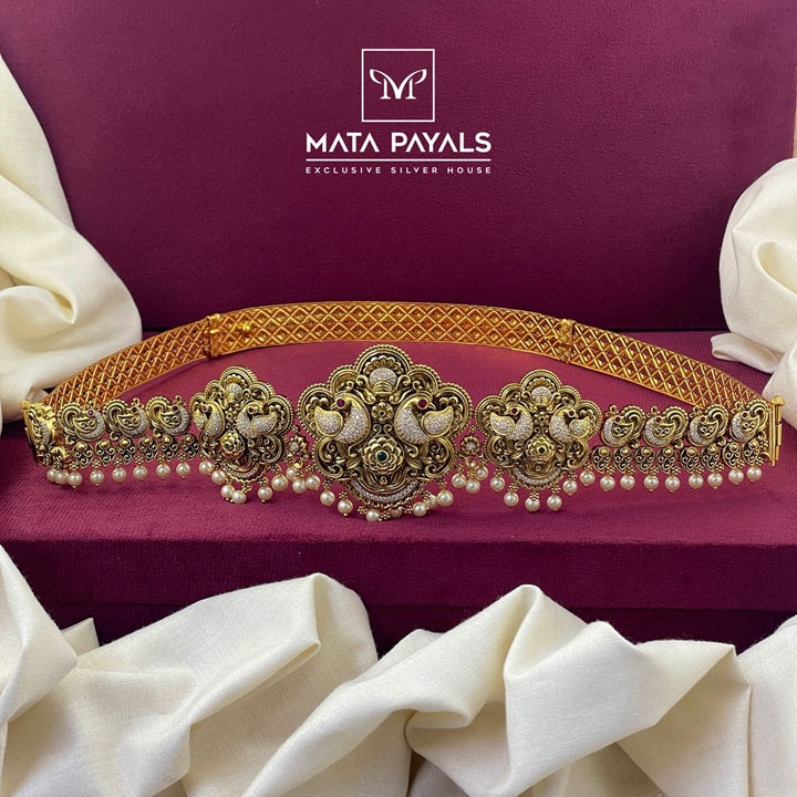 Luxurious Mayura Gold Plated Waist Belt