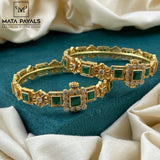 Gleaming Green Stone Bangles