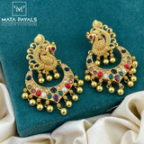 Beautiful Mayuri Navratan Gold Plated Chandbali