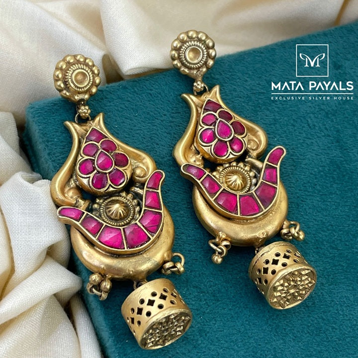 Stunning Tribal Designed Silver Gold Plated Chandbali
