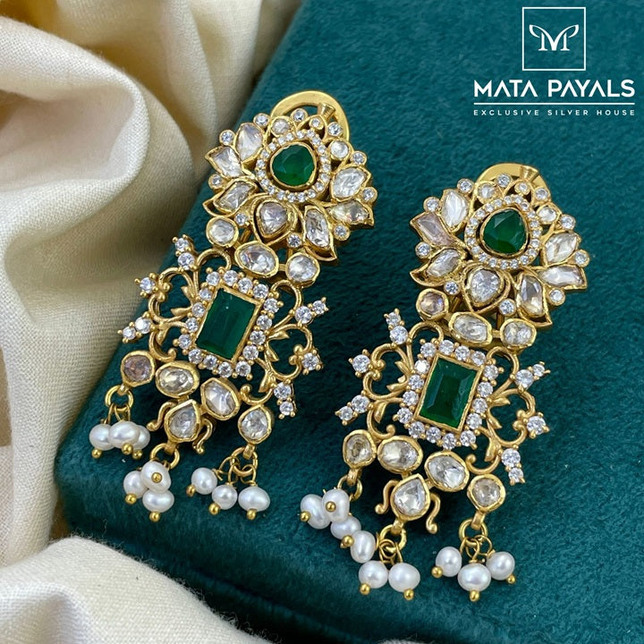 Charming Greene Gold Plated Chandbali