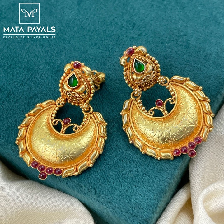 Charming Ardha Chandra Gold Plated Chandbali