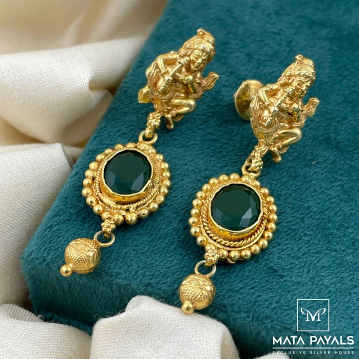 Shri Little Krishna Silver Gold Plated Earing