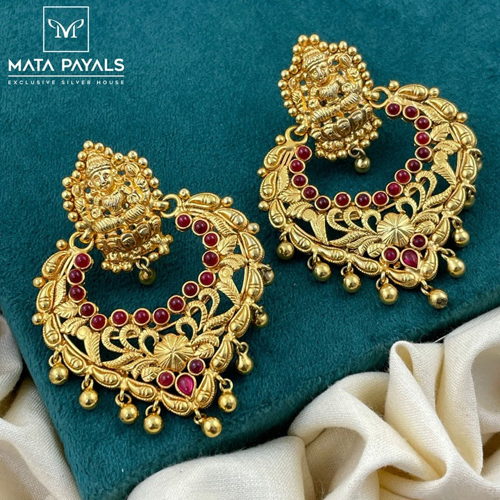 Efflorescent Shri Lakshmi Silver Gold Plated Chandbali