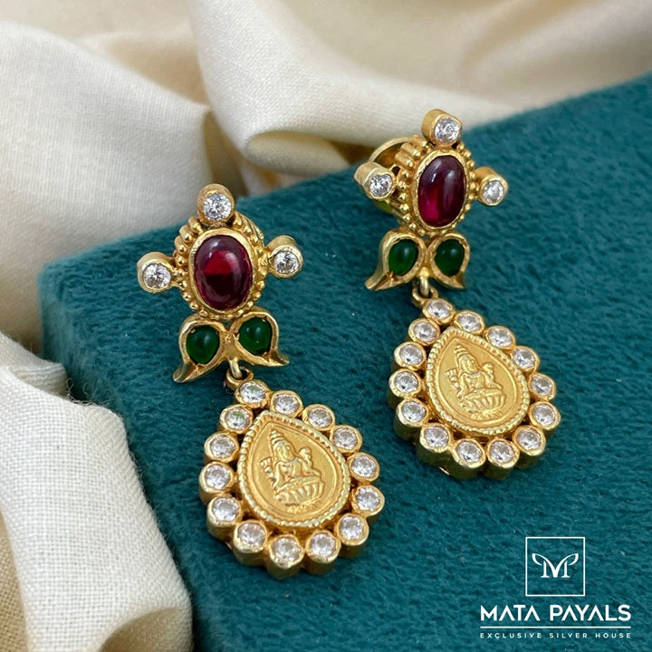 Divine Shri Varamahalakshmi Silver Gold Plated Earing