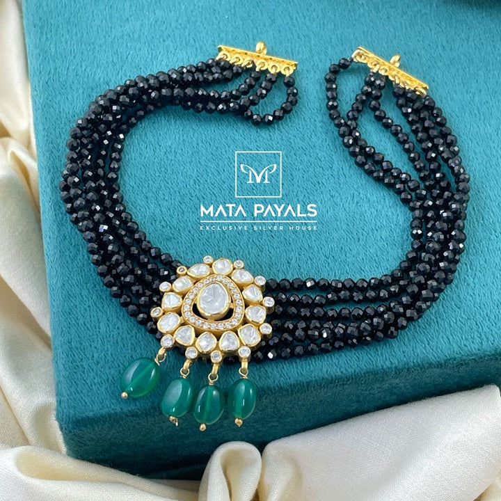 Moissanite Pendant With Beads Choker