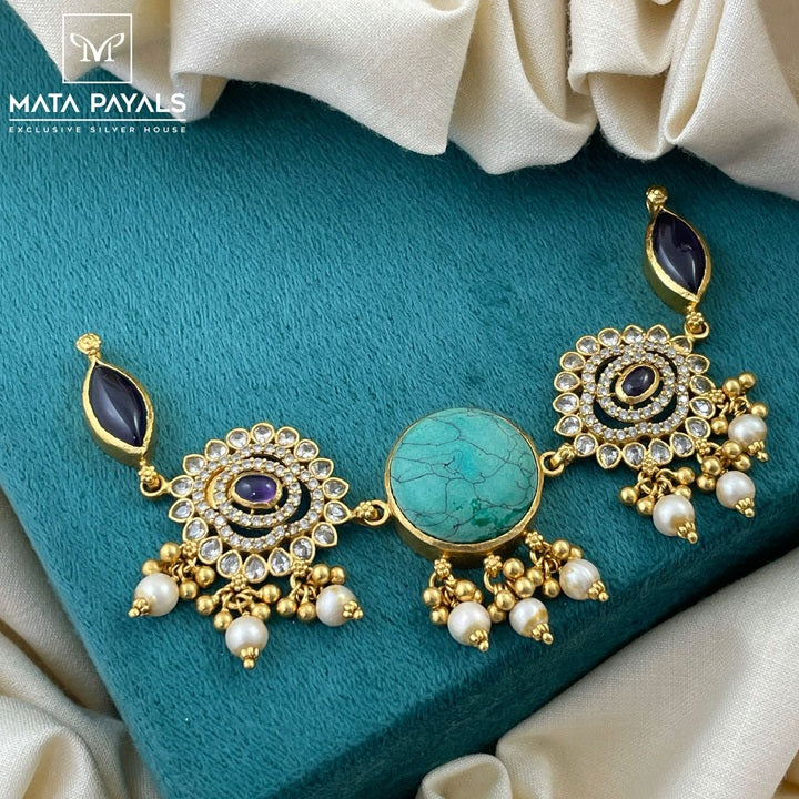 Mandala Turquoise Gold Plated Choker