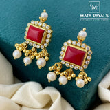 Gold Plated Coral Stud
