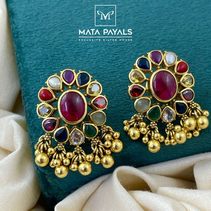 Gold Plated Navarathna Stud