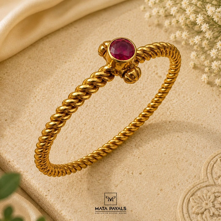 Gold Plated Cut Stone Kada