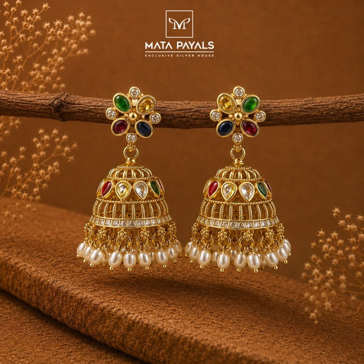 Colourful Navarathna Jumka