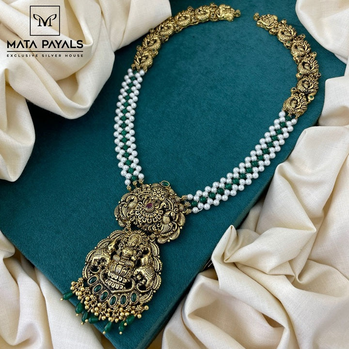 Antique Gold Plated Gaja Lakshmi Hara