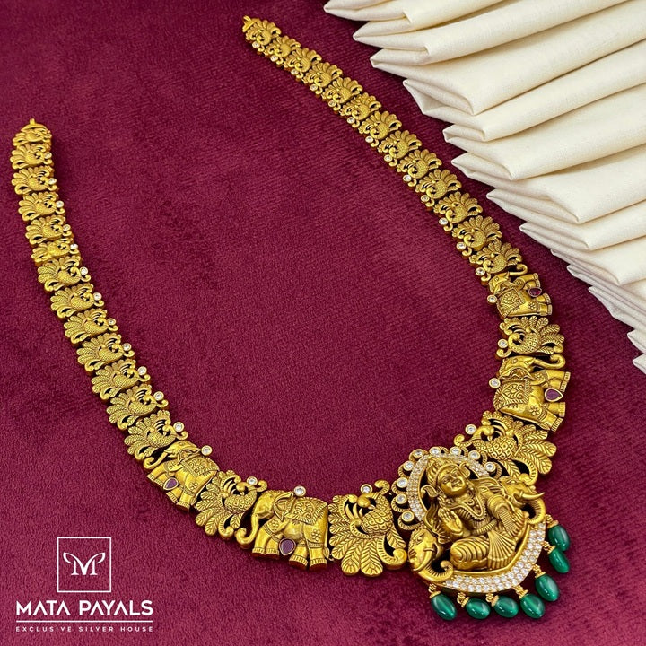 Antique Gold Plated Gaja Lakshmi Long Hara