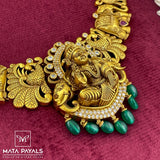 Antique Gold Plated Gaja Lakshmi Long Hara