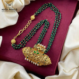 Fancy Green Beads Gold Polish Chain