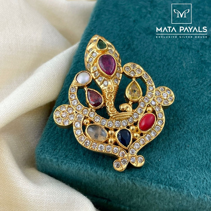 Navaratna Gold Plated Ganesha Pendant