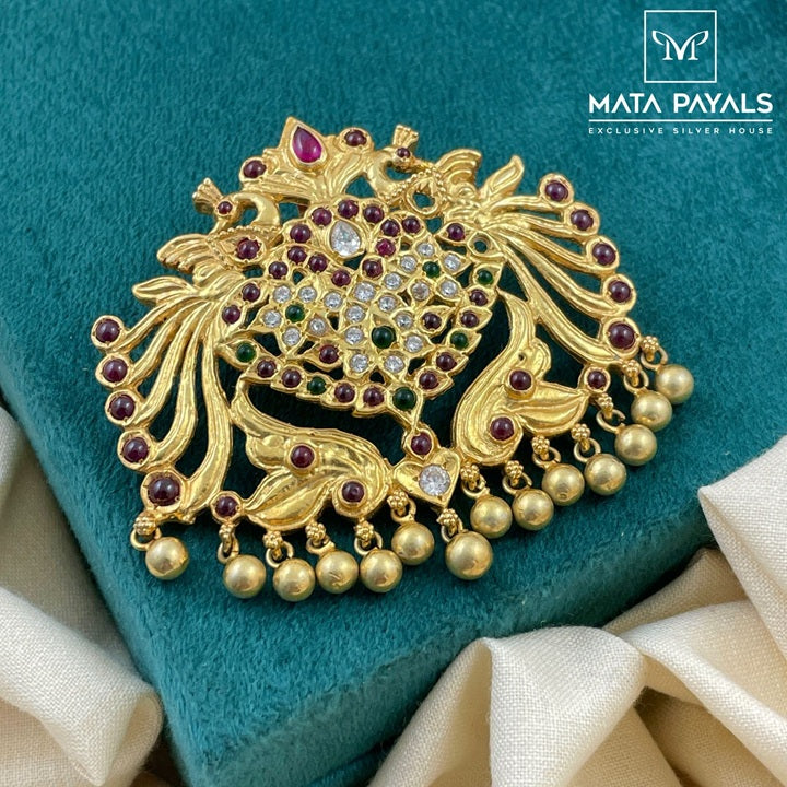 Peacock Motif Gold Plated Pendant