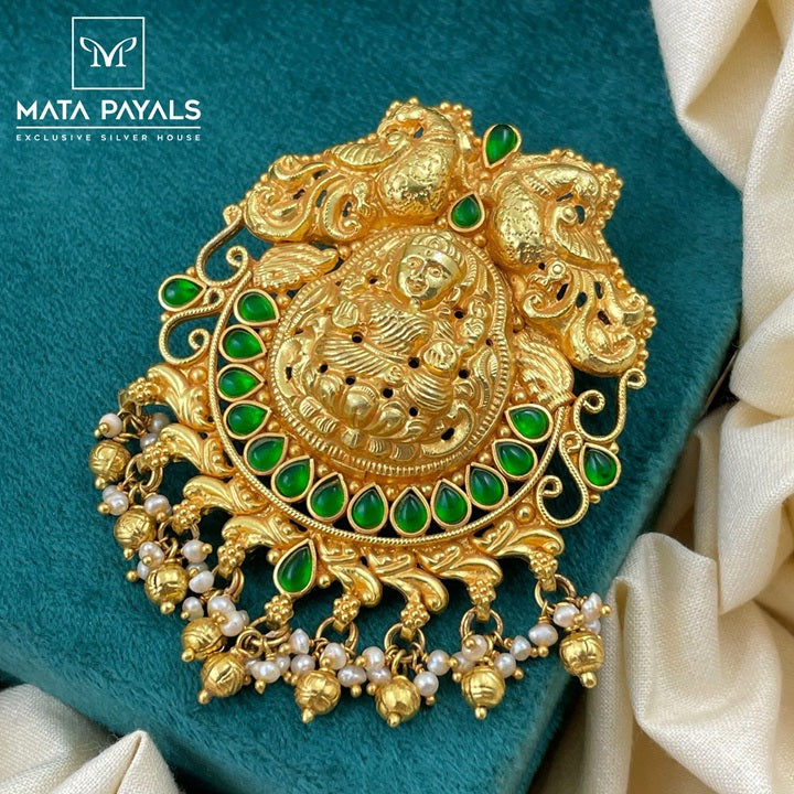 Divine Green Temple Gold Plated Pendant