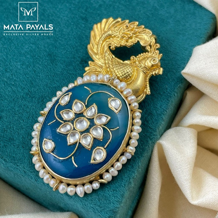Oceanic Gold Plated Kundan Pendant