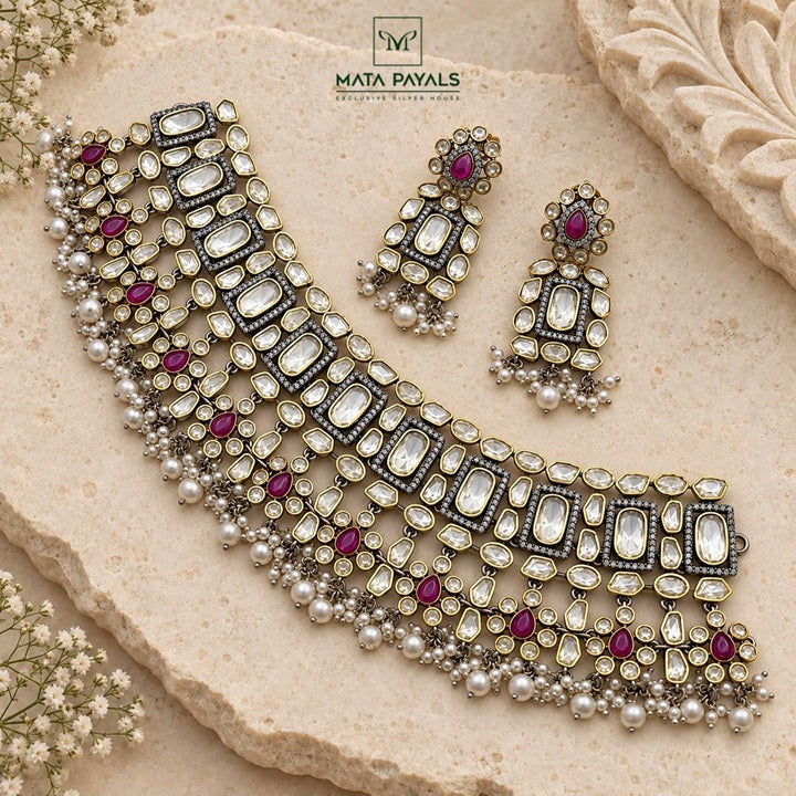 Show Stopper Dual Tone Moissanite Choker Set