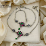 Green & Pink Kundan Anklet