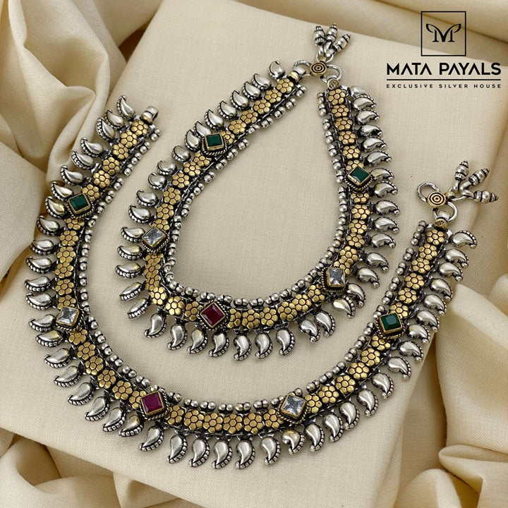 Dual Tone Cut Stone Payal