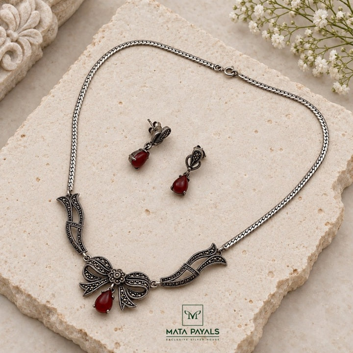 Spellbound Marcasite Oxidised Necklace Set