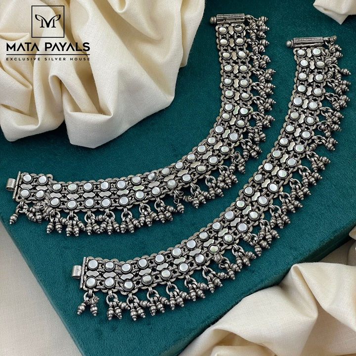Oxidised Polki Anklet