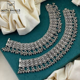 Oxidised Polki Anklet