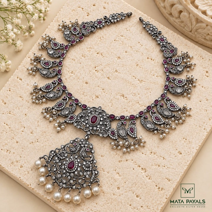 Gorgeous Mayur Oxidised Silver Necklace