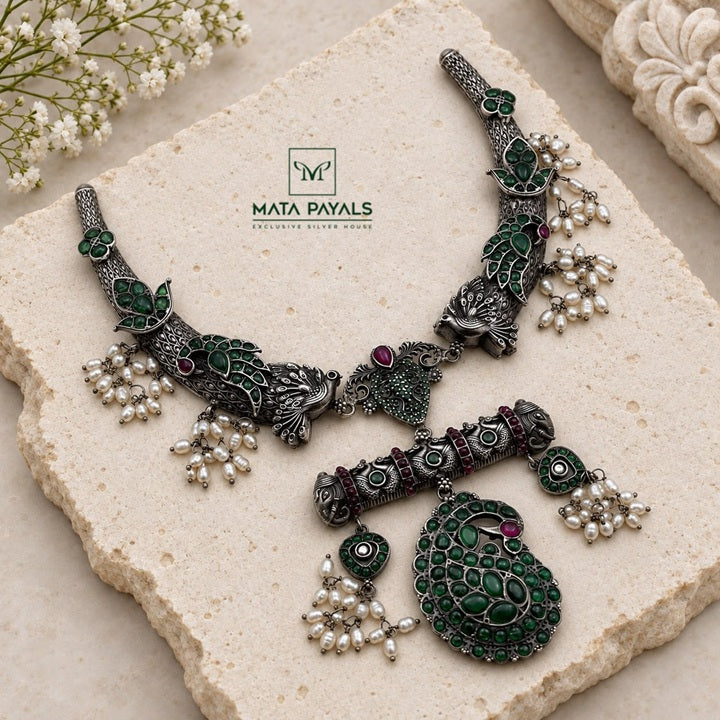 Mesmerizing Birdie Oxidised Necklace