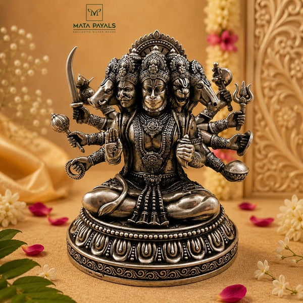 Oxidised Panchmukhi Hanuman Idol