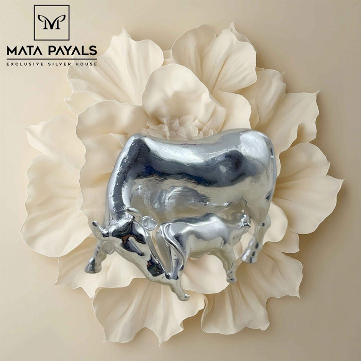 Plain Silver Cow Calf Idol