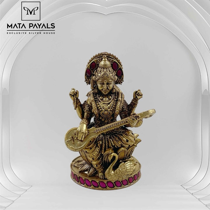 Gold Polish Saraswati Idol