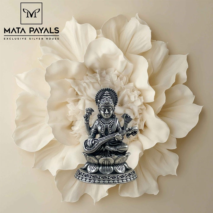 Oxidised Saraswati Idol
