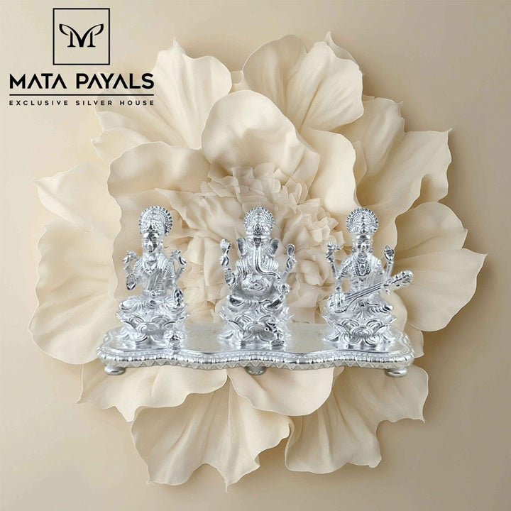 Plain Ganesha, Lakshmi, Saraswati Idol