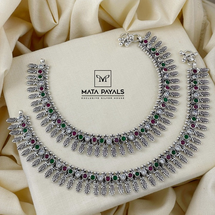 Oxidised Kundan Anklet
