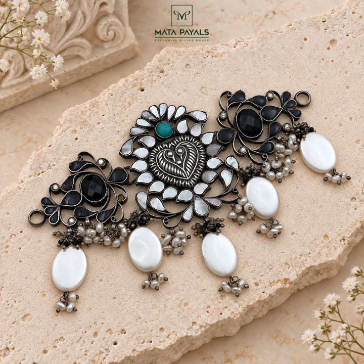 Beautiful Heart Shaped Silver Oxidised Choker