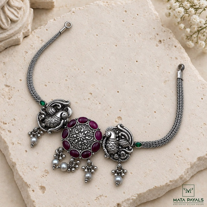 Oxidised Peacock Choker