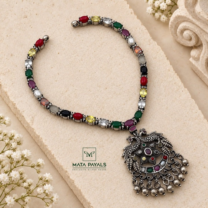 Navarathna Peacock Necklace