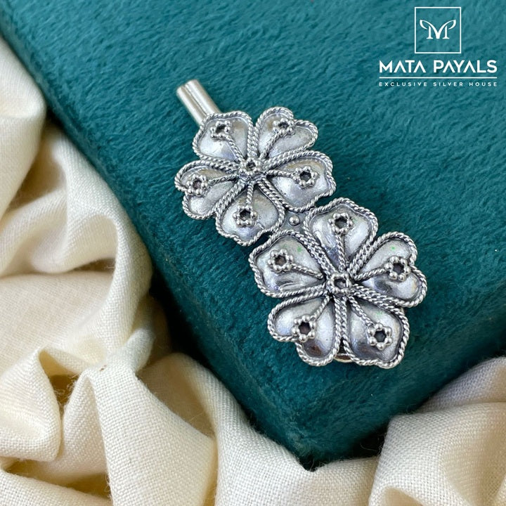 Floral Oxidised Hair Clip