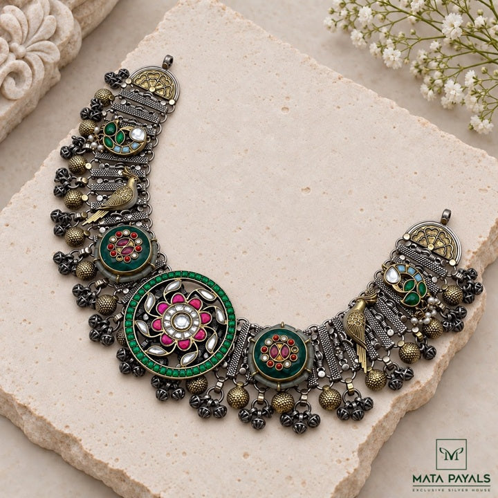 Rajwade Kundan Dual Tone Necklace